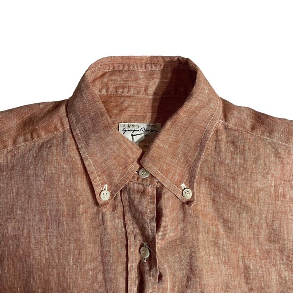Guy Rover Italy 100% Flax Button Up Shirt‎ Light Peach Orange Women Sz 40 L US - Picture 3 of 7
